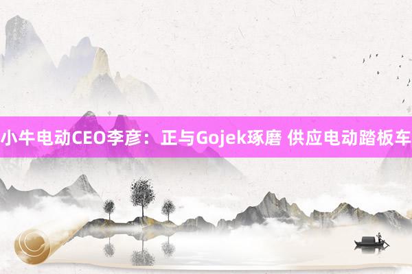 小牛电动CEO李彦：正与Gojek琢磨 供应电动踏板车